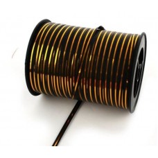 Plastikāta lenta melna ar zeltītu svītru 0.5 cm x 250 m